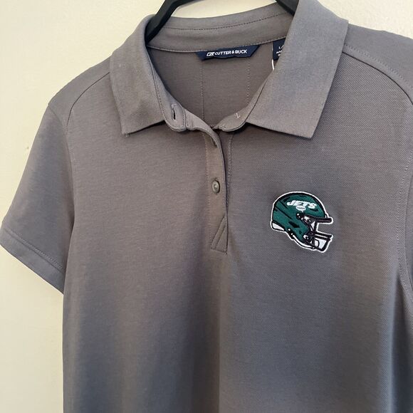 CUTTER & BUCK Advanced Pique New York Jets Football Polo, Gray- L - Picture 4 of 8
